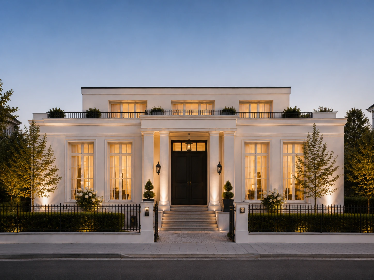 Classical Modernism - town villa, street front on the centre axis